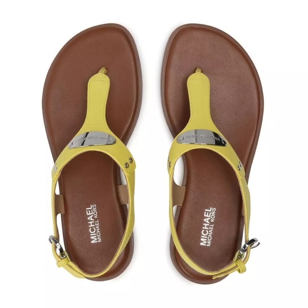 Michael Kors Plate Thong flat sandal in yellow leather NEE WITH DUSTBAG - Picture 4 of 12